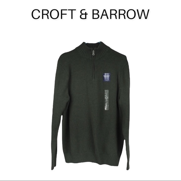 NWT Croft & Barrow L green 1/4 zip mock sweater - Picture 1 of 9